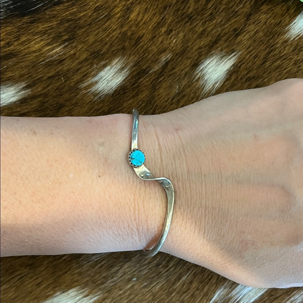 Sterling Silver Bracelet with Turquoise Accent
